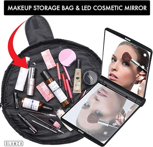 Drawstring Makeup Bag Cosmetics Makeup Pouch Storage Organiser for Women & Girls